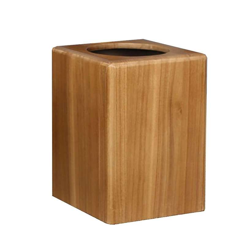 Natural Wood Trash Wooden Square Trash Can with Plastic Trash Can Suitable for Living Room Office Ki