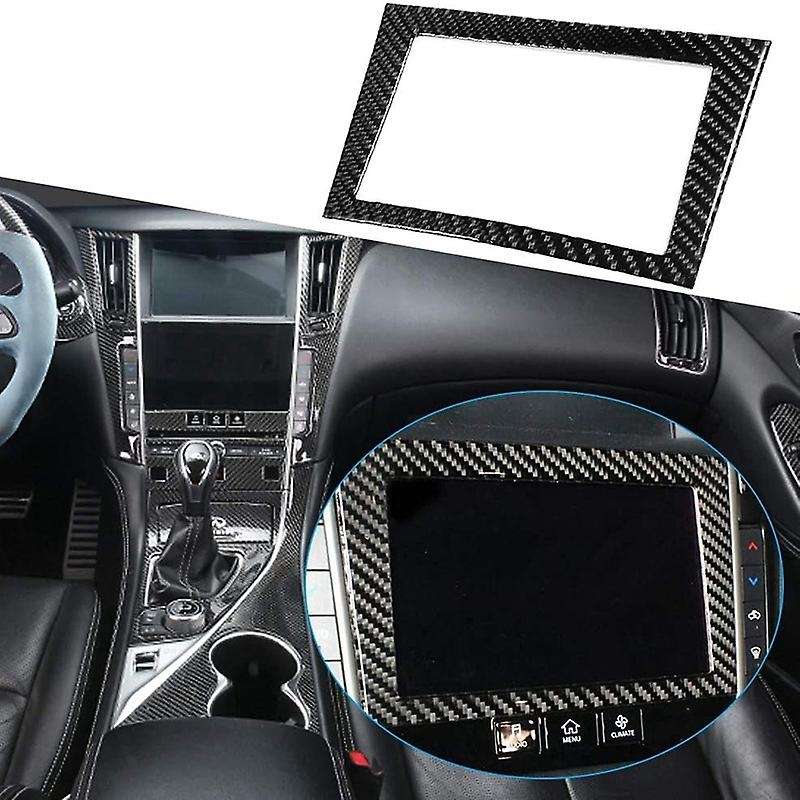 Navigation Frame Trim,Carbon Fiber Car Navigation Screen Frame Trim Fit for Q50/Q60 2013-2019