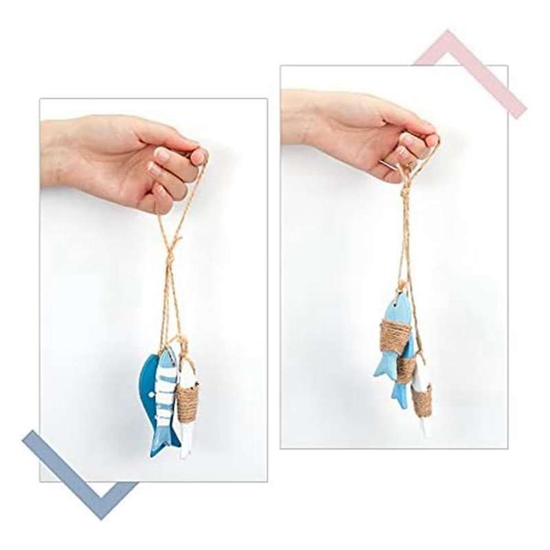 Nautical Wall Hanging Ornament Wood Fish Decor Mediterranean Style Wood Pendant Ornaments for Wall D