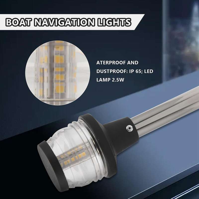 Navigation Anchor Lights All Round 360 Degree Boat Navigation Lights White LED 12-24VDC for Fishing