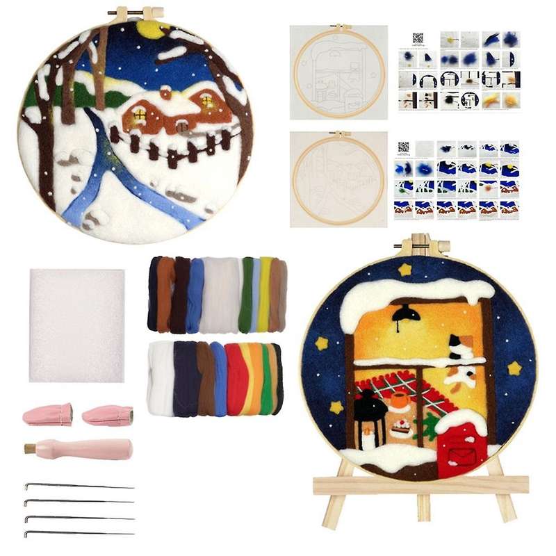 Needle Felting Kit Needle Felt Supplies for Beginners with Wool, Felting Needles,finger For