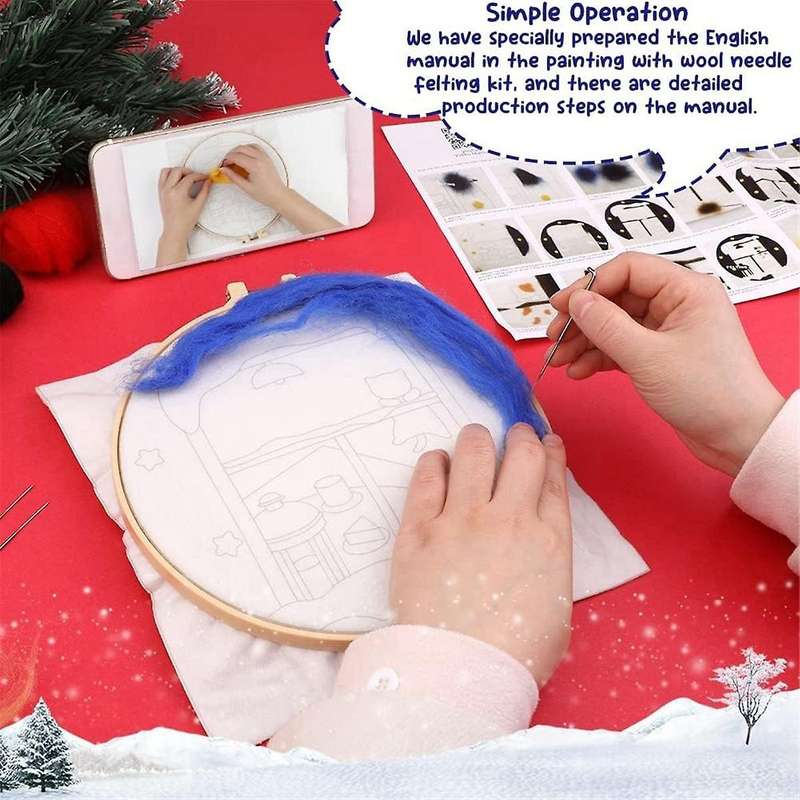 Needle Felting Kit Needle Felt Supplies for Beginners with Wool, Felting Needles,finger For