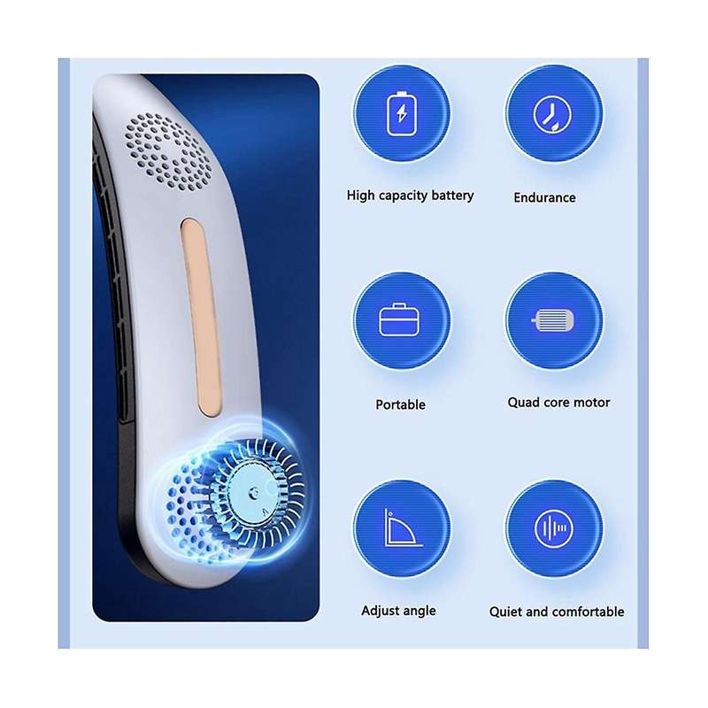 Neck Fan 4 Turbo 2400mah Portable Ventilator Bladeless Cooling Silent Fan Usb Rechargeable Wearable
