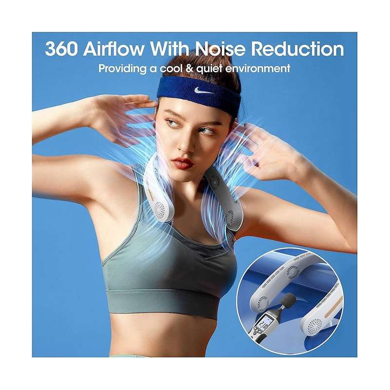 Neck Fan, 4000mah Portable Neck Fan 360 Bladeless Cooling Personal Neck Fan Rechargeable Hand-free
