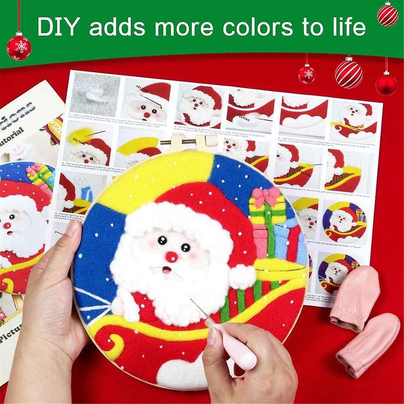 Needle Felting Kit Felt Supplies for Beginners with Wool, Felting Needles, Finger , Foam Table