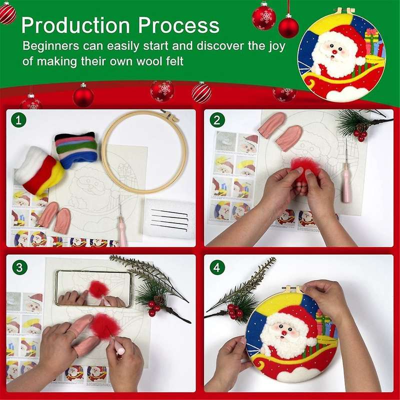 Needle Felting Kit Felt Supplies for Beginners with Wool, Felting Needles, Finger , Foam Table