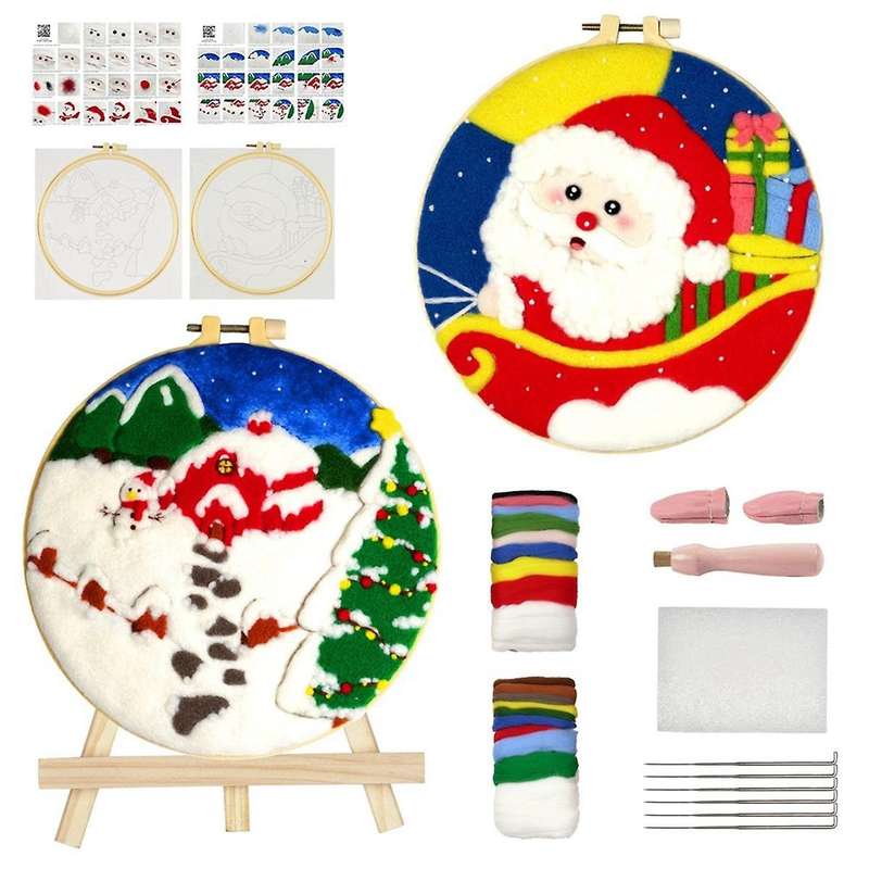 Needle Felting Kit Felt Supplies for Beginners with Wool, Felting Needles, Finger , Foam Table