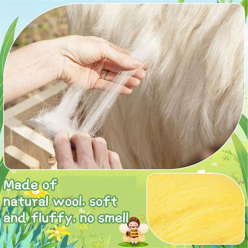 Needle Felting Kit, Wool Needle Felting Kit (Ladybug, Bee), with Instruction, Felting Foam Mat, Wool