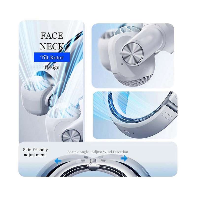 Neck Fan 3 Speeds Portable Neck Fan Hands-free Neckband Cooling Fan Mini Usb Rechargeable Turbo Fan