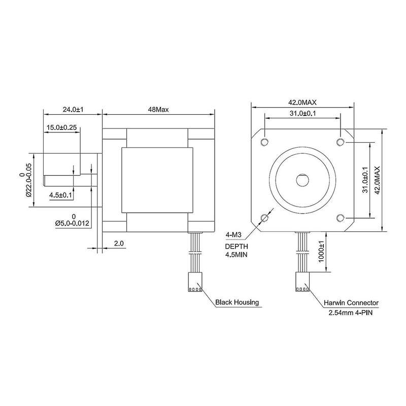 Nema 17 Stepper Motor 48Mm Nema17 Motor 42Bygh 2A 4-Lead (17Hs19-2004S1) Motor 1M Cable for 3D Prin