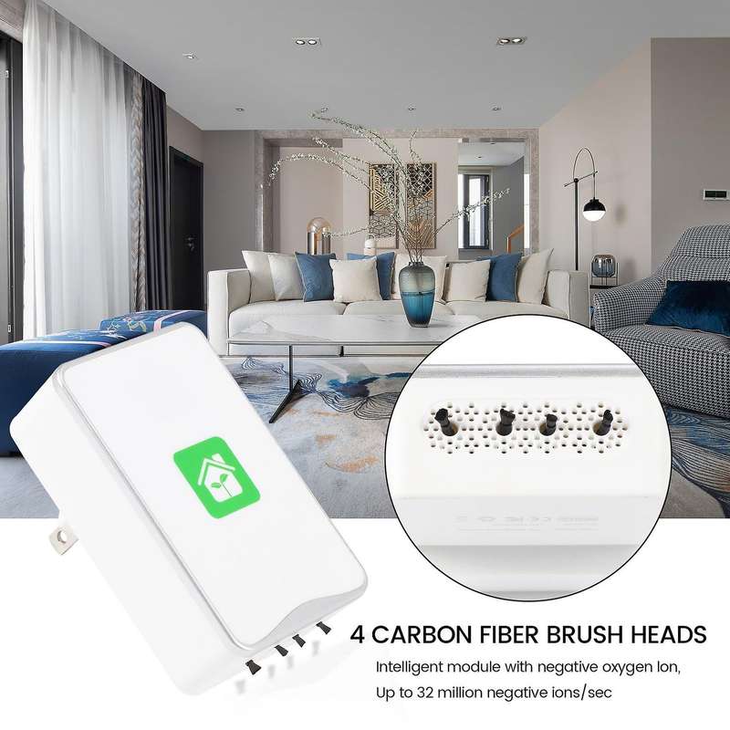 Negative Ion Generator Pluggable Air Purifier with Highest Output - Up to 32 Million Negative Ions/