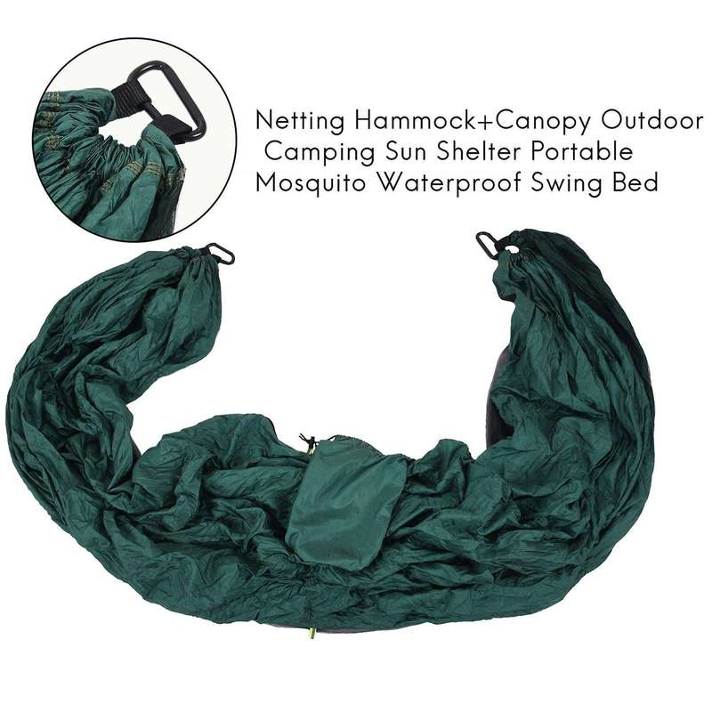 Netting Hammock+Canopy Outdoor Camping Sun Shelter Portable Mosquito Waterproof Swing Bed