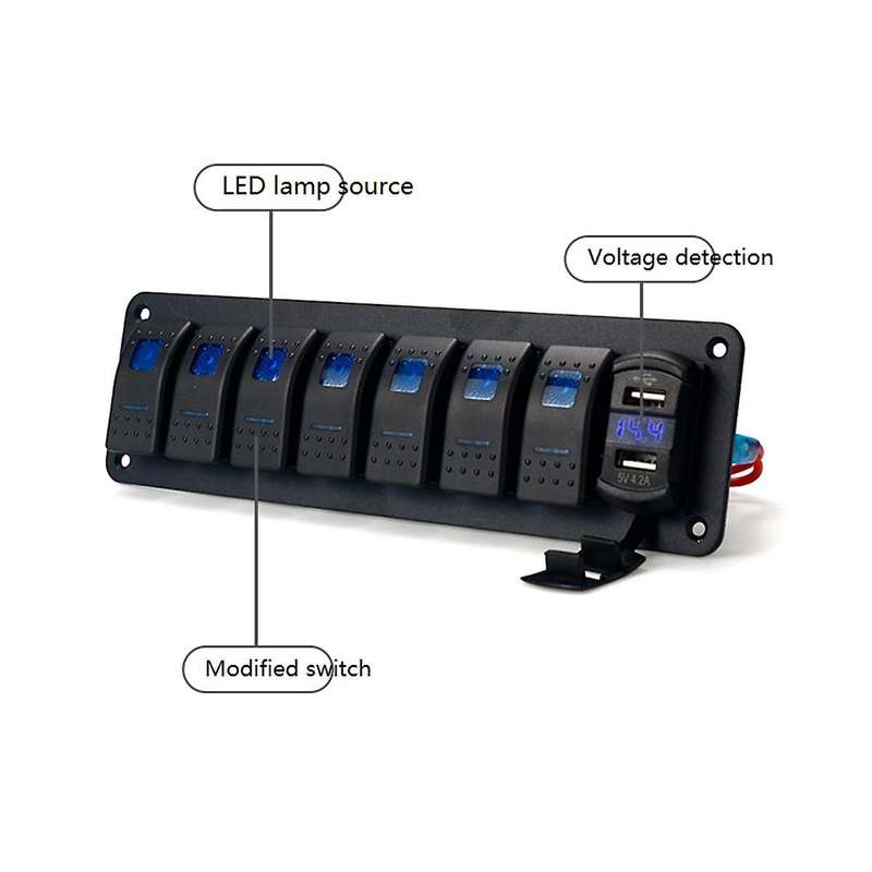 New 12-24v Universal Fast Charging Indicator Panel for Car Caravan-retrofitting Panels 7 Switches D