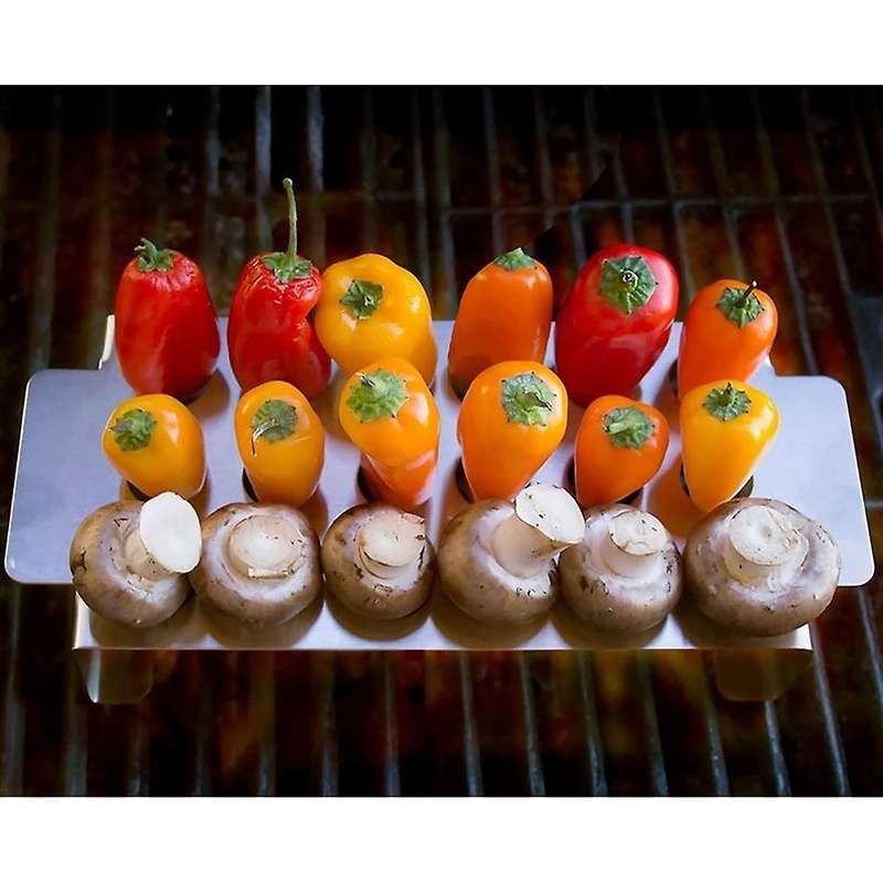 New 18 Hole Jalapeno Grill Rack & Pepper Corer Tool,Stainless Steel Drumstick Chicken Roaster for BB