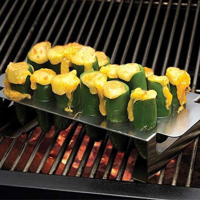 New 18 Hole Jalapeno Grill Rack & Pepper Corer Tool,Stainless Steel Drumstick Chicken Roaster for BB