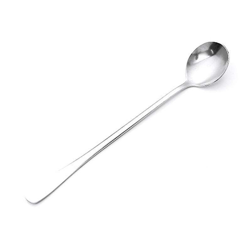 New 1Pc Long Handle Stainless Steel Tea Coffee Spoon Cocktail Ice Cream Spoon Spoons Cutlery Round H