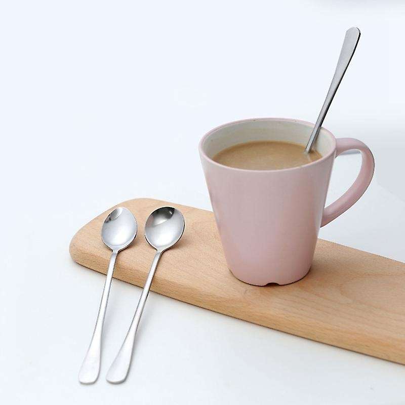 New 1Pc Long Handle Stainless Steel Tea Coffee Spoon Cocktail Ice Cream Spoon Spoons Cutlery Round H