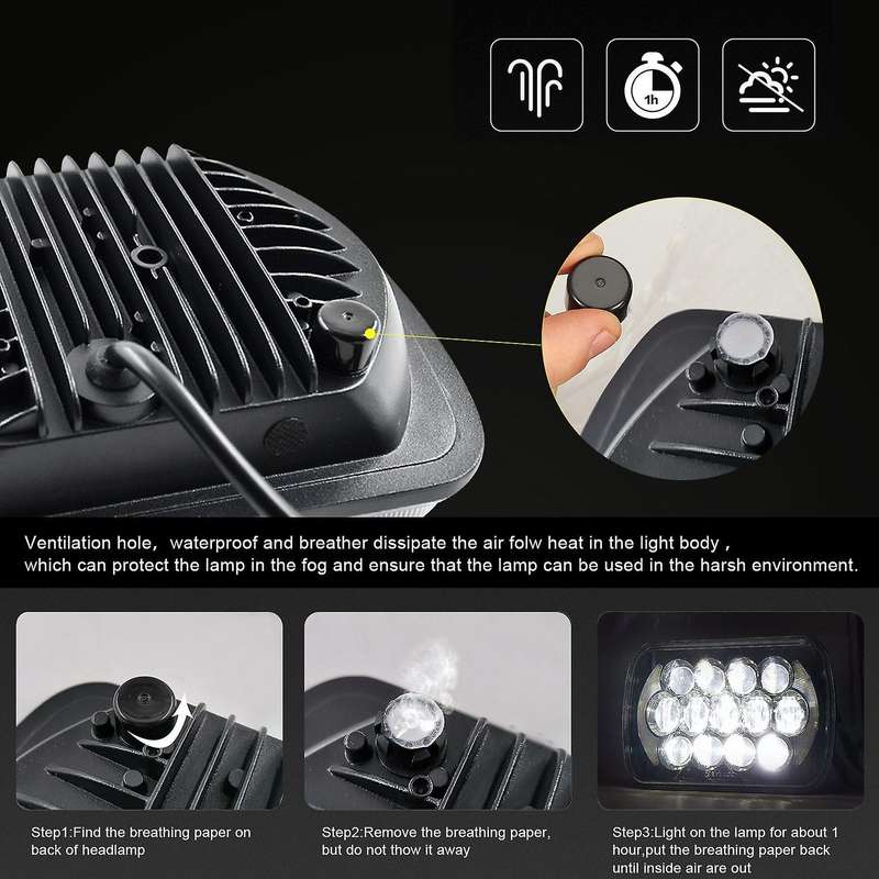 New 30000LM 7 Inch 5X7 7X6 for Wrangler Off-Road Vehicle Modified LED Square Car Light 300W Truck He