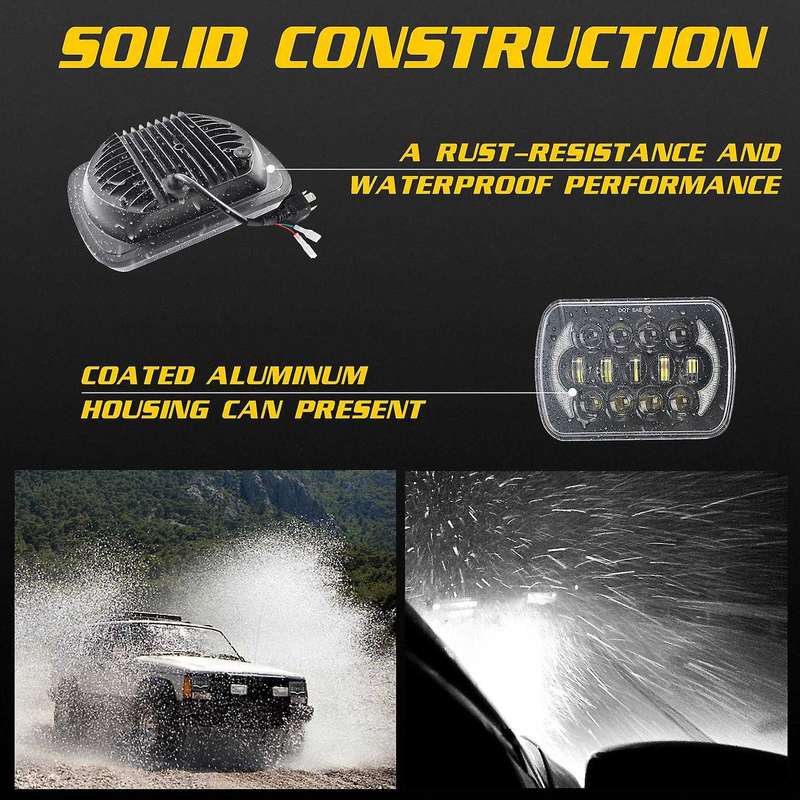 New 30000LM 7 Inch 5X7 7X6 for Wrangler Off-Road Vehicle Modified LED Square Car Light 300W Truck He