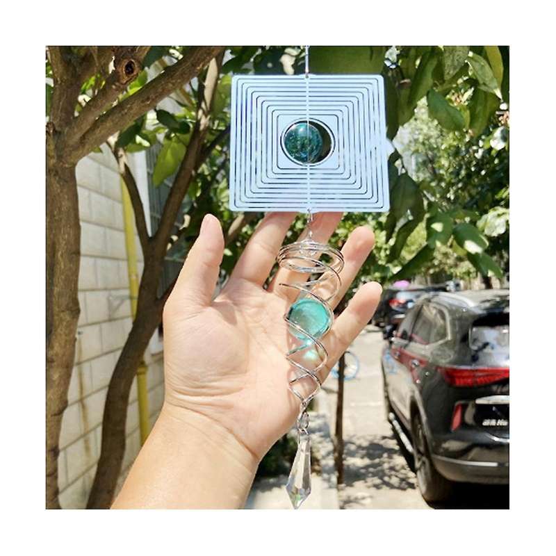 New 3d Wind Spinner Square Diy Dynamic Wind Chime Three-dimensional Wind Spin Decorative Pendant Fo