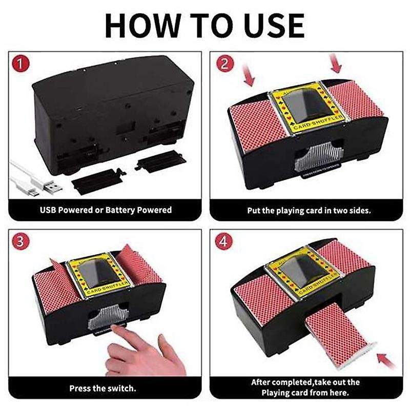 New 6 Deck Automatic Card Shuffler Usb/battery Operated Electric Shuffler for Family Party Poker/bl