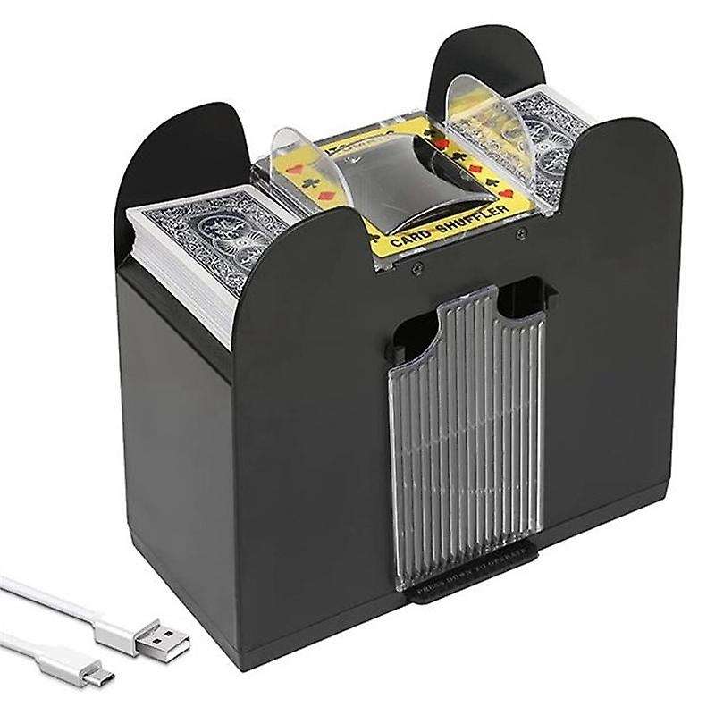 New 6 Deck Automatic Card Shuffler Usb/battery Operated Electric Shuffler for Family Party Poker/bl