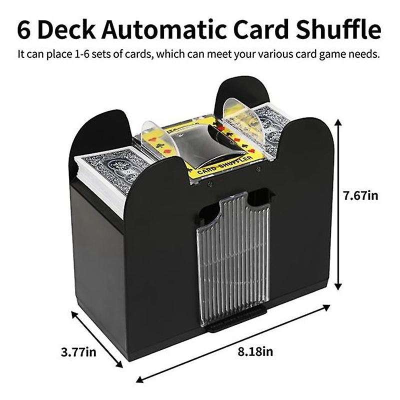 New 6 Deck Automatic Card Shuffler Usb/battery Operated Electric Shuffler for Family Party Poker/bl