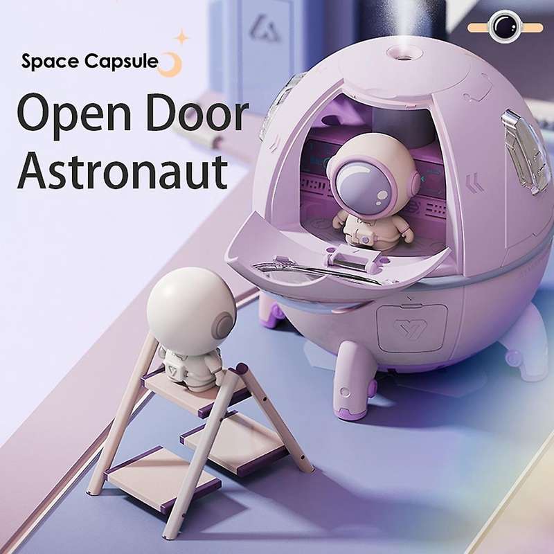 New Astronaut Air Humidifier 220ml Ultrasonic Oil Diffuser Led Light Usb Mist Sprayer Gifts Purple
