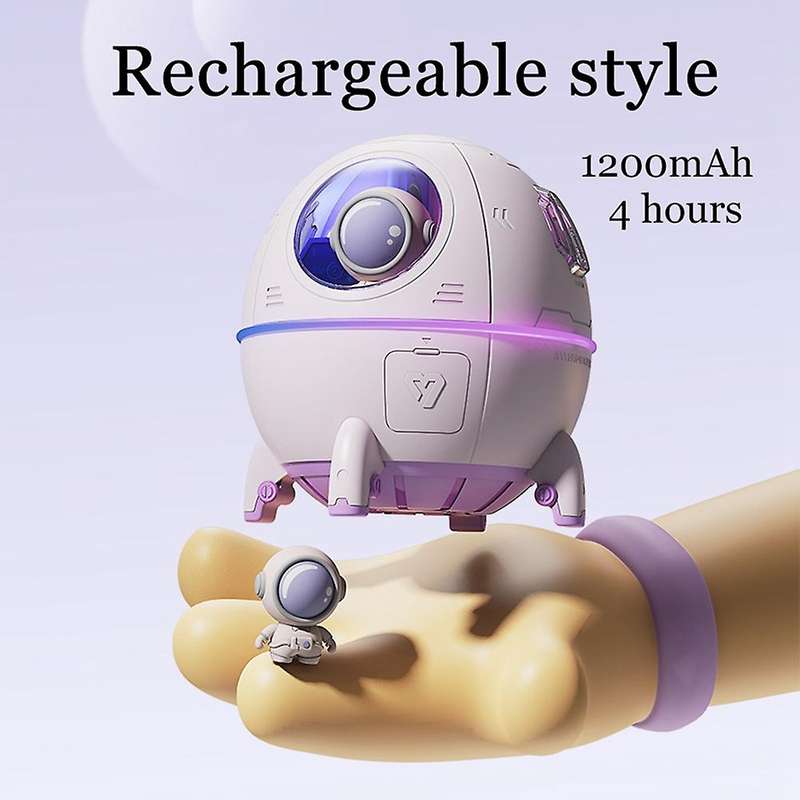 New Astronaut Air Humidifier 220ml Ultrasonic Oil Diffuser Led Light Usb Mist Sprayer Gifts Purple