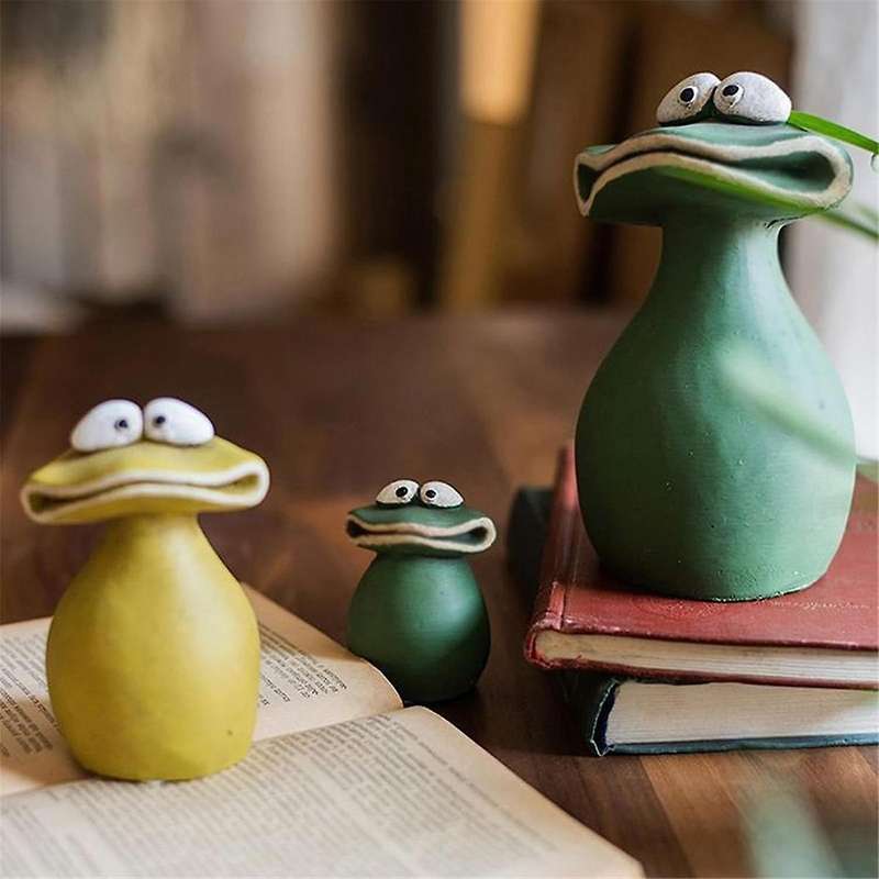 New Big Mouth Frog Garden Decoration Waterproof Resin Big Mouth Frog Family of Three Garden Statue