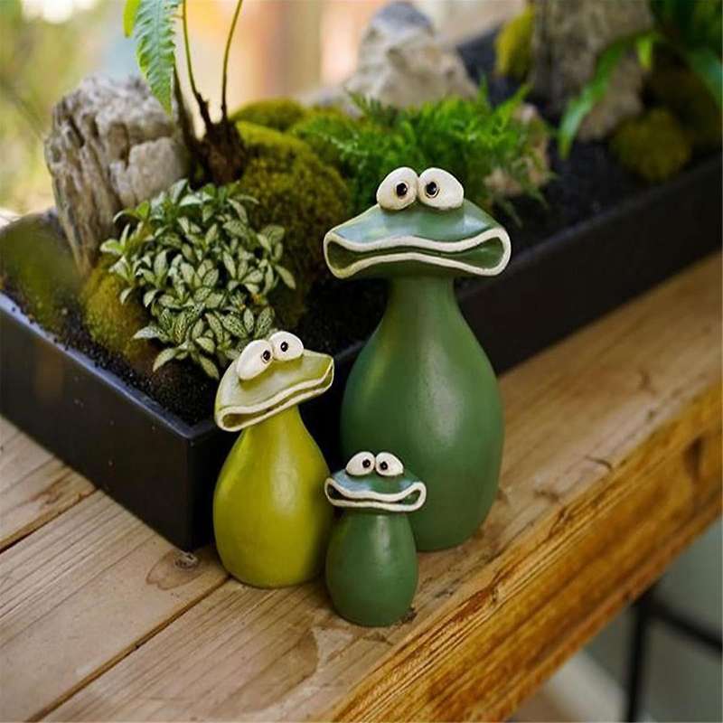 New Big Mouth Frog Garden Decoration Waterproof Resin Big Mouth Frog Family of Three Garden Statue