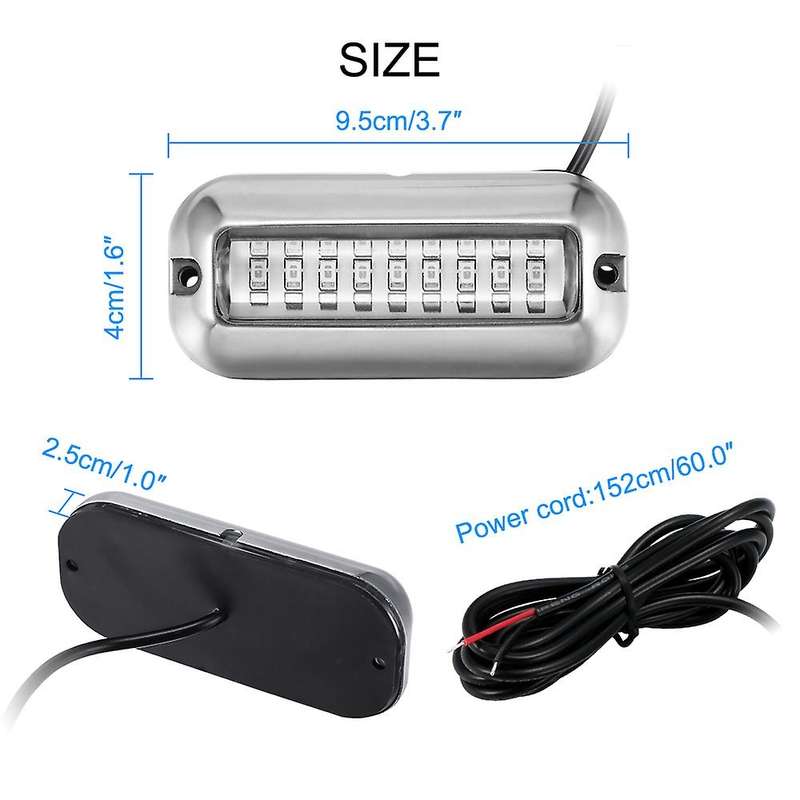 New Blue 27 LED Underwater Boat Marine Transom Lights Stainless Steel Pontoon 12V