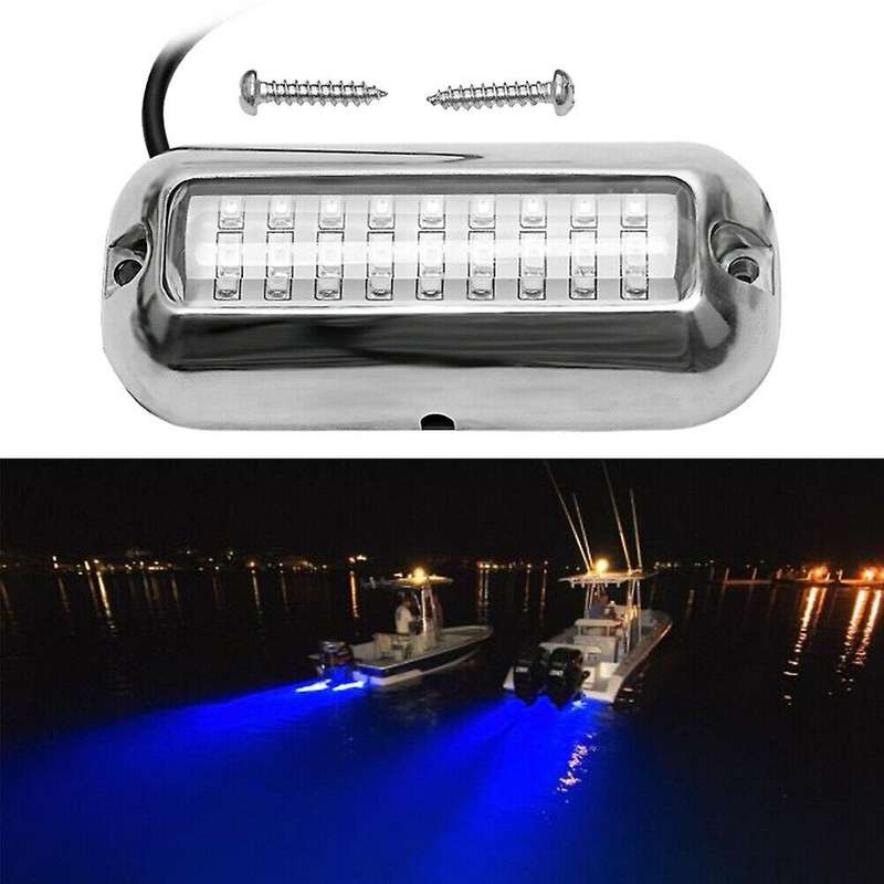 New Blue 27 LED Underwater Boat Marine Transom Lights Stainless Steel Pontoon 12V