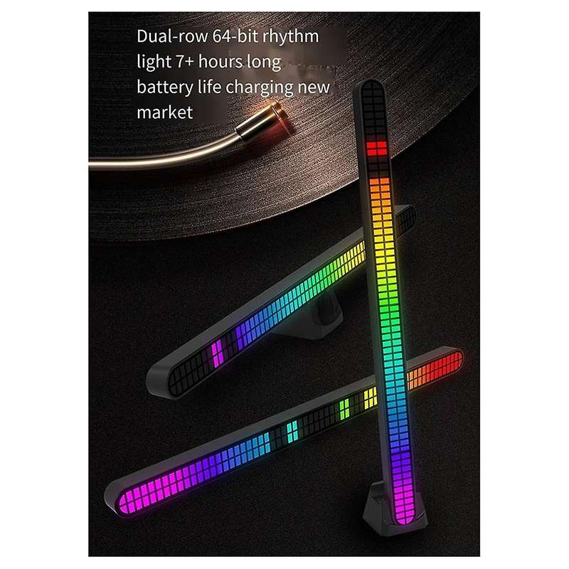 New Double Row 64-Bit Pickup Light Car RGB Rhythm Light Car Voice-Controlled Light Audio Atmosphere