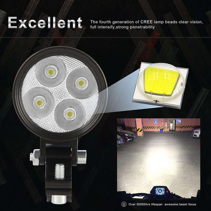 New Motorcycle Fog Lights for All Mountain Bikes, ATVs, Motorcycles LED Driving Lamp, 4 Lamp Beads