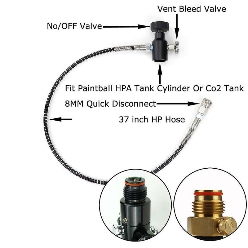 New PCP Fill Station Adapter with 37Inch Hose Line for High Pressure or CO2