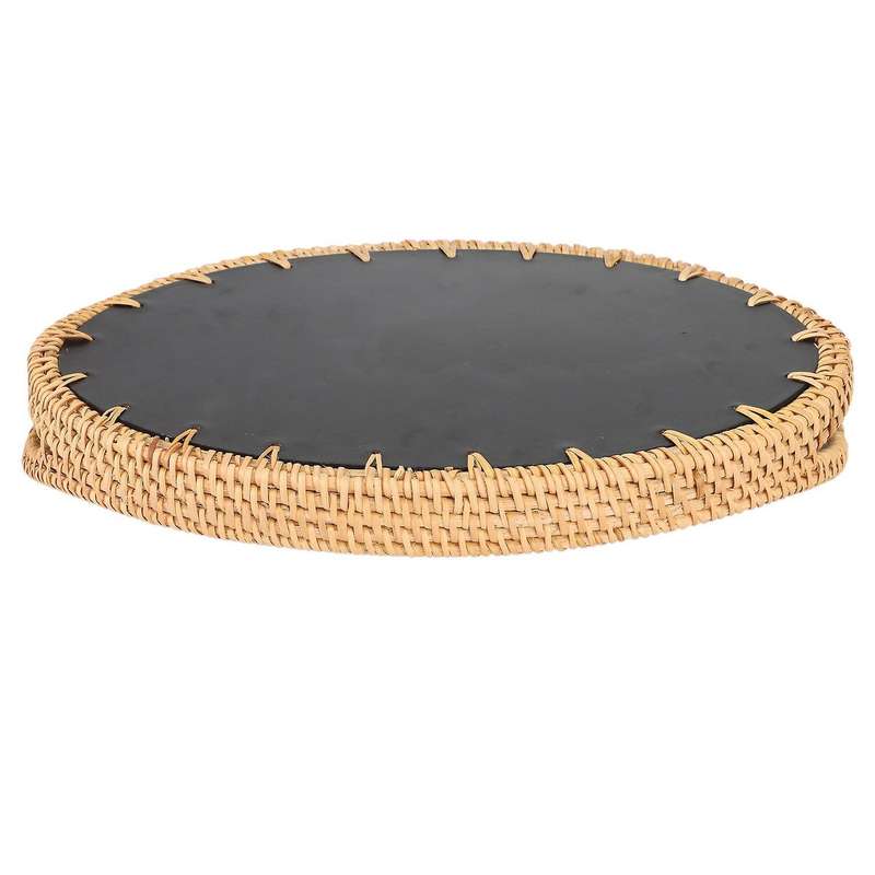 New Rattan Tray Woven Snack Storage Basket for Living Room Fruit Basket Home Storage Tray, M