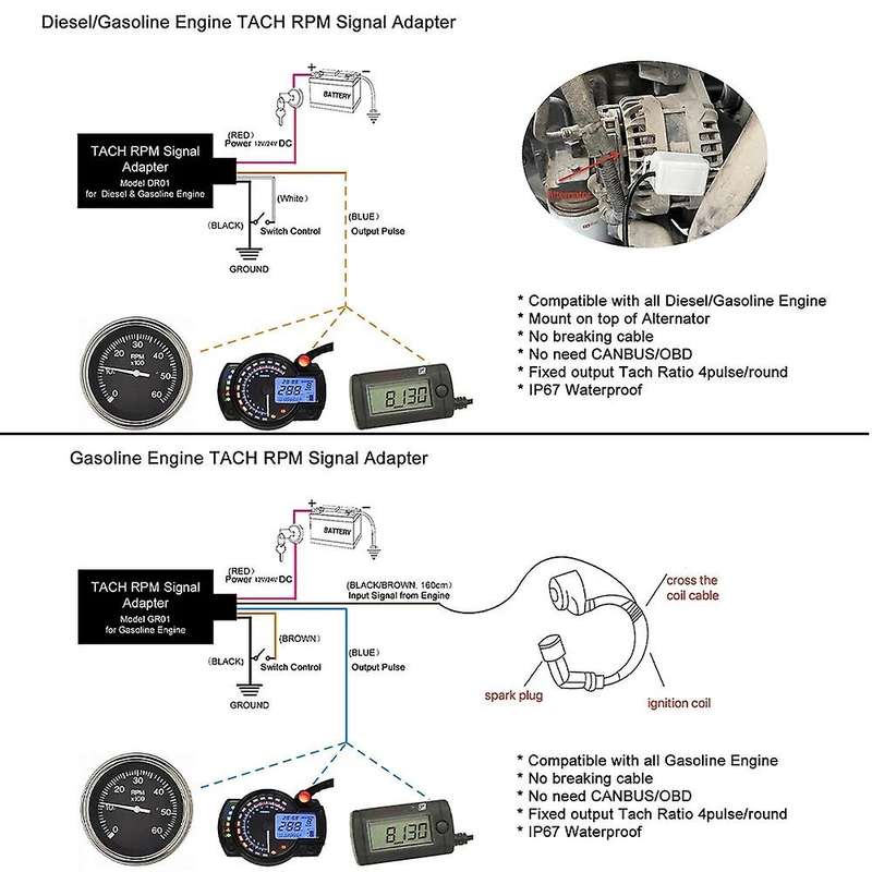 New Tachometer Sensor Speed RPM Signal Adapter Speed Signal Collector for Gasoline- Engine