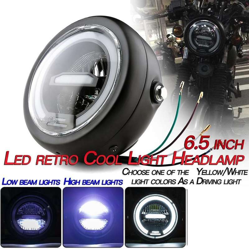 New Universal 6.5 inch 12V Motorcycle Round Headlight Head Light Lamp for Cafe