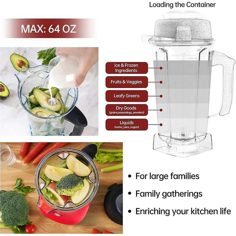 New Upgrade for Blender Pitcher 64oz Container, Replace 5200 5000 6500 7500 Pro500 750 Etc Container