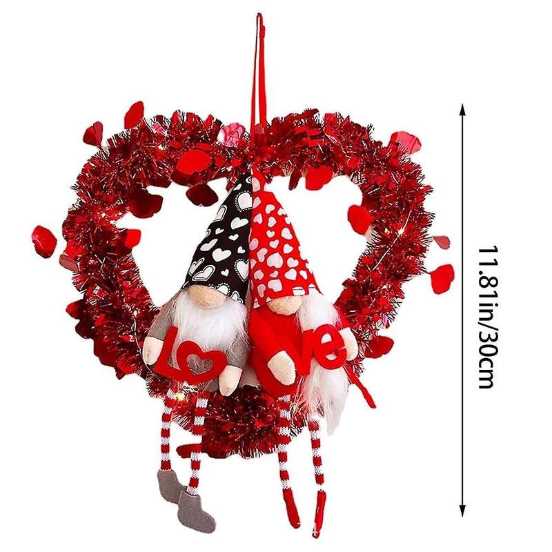 New Valentines Day Wreath for Front Door, Artificial Heart Wreath, Valentine's Day Garland Decoratio