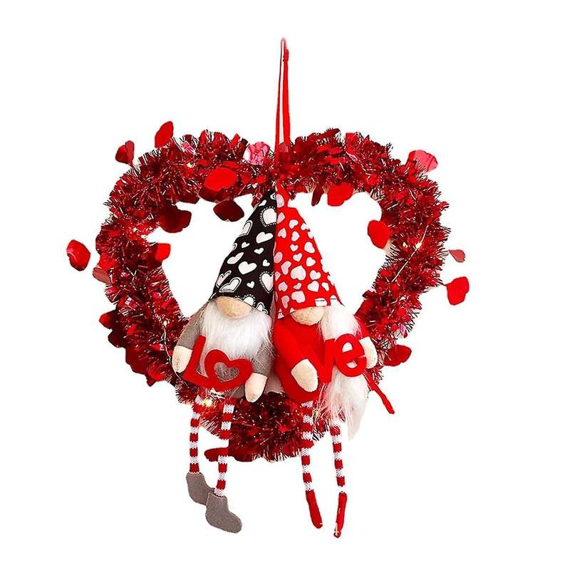 New Valentines Day Wreath for Front Door, Artificial Heart Wreath, Valentine's Day Garland Decoratio