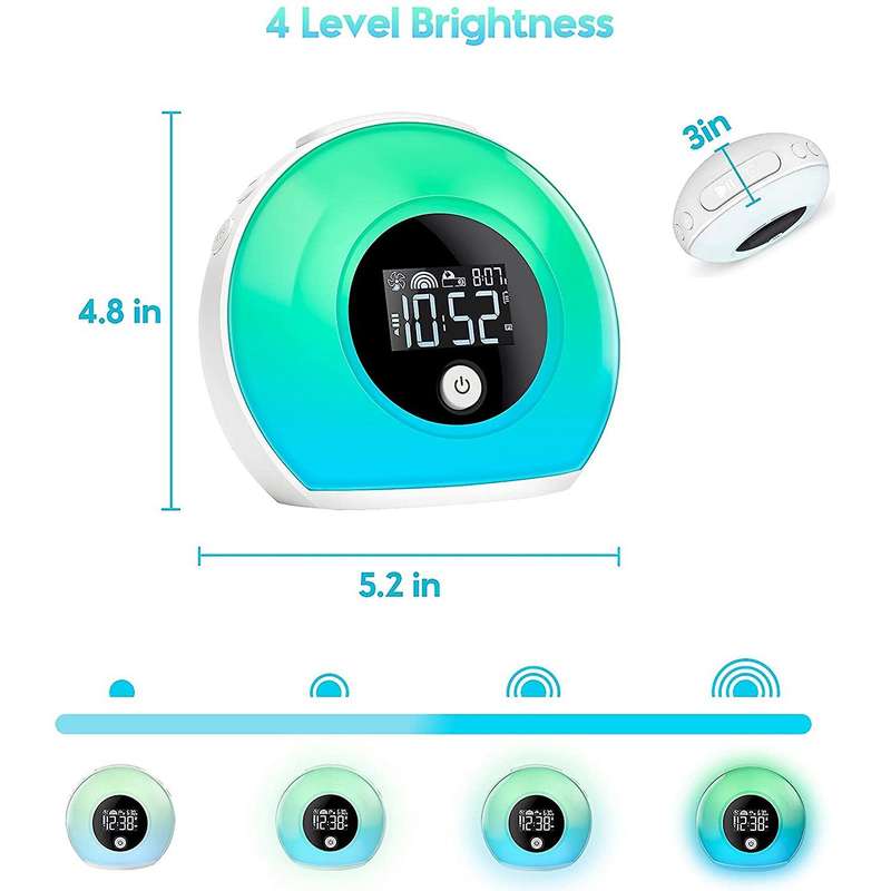 Night Light Alarm Clock Bluetooth Speaker 5 Colors Wake Up Light Alarm Clock Bedside Colorful LED Di