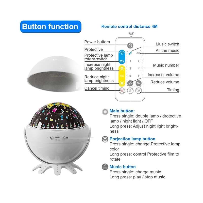 Night Lamp Projector Starry Bedroom Decor Bluetooth Rotating Music Children's Night Light Children's