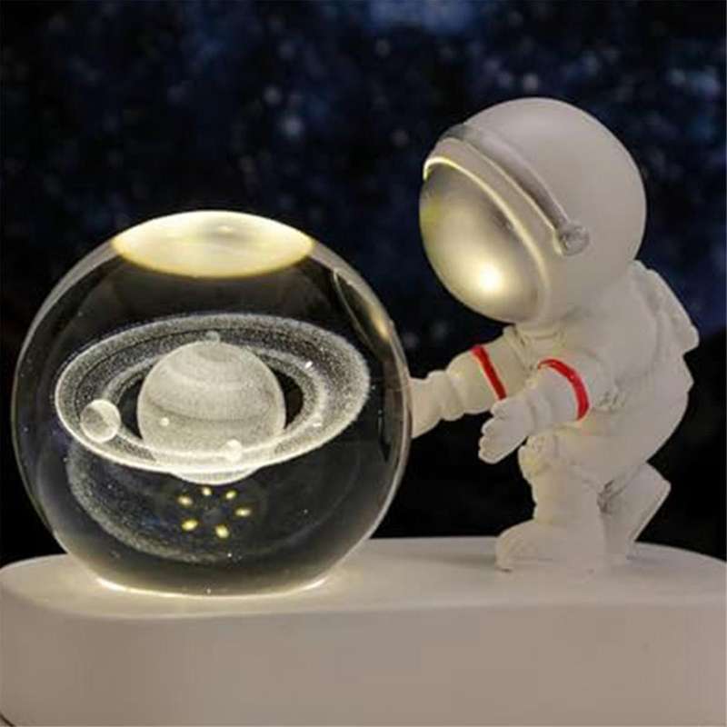 Night Light,Astronaut'S Starry Walk Crystal Ball Night Light,USB Link,Holiday and Anniversary Gifts,