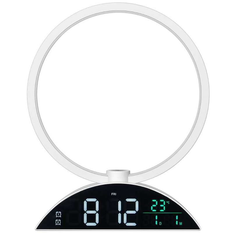 Night Light Alarm Clock for Bedroom,Dimmable Bedside Lamp, Press Control Table Light, for Deep Sleep