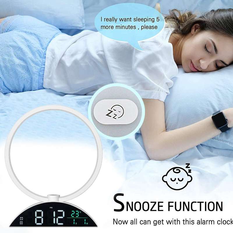 Night Light Alarm Clock for Bedroom,Dimmable Bedside Lamp, Press Control Table Light, for Deep Sleep