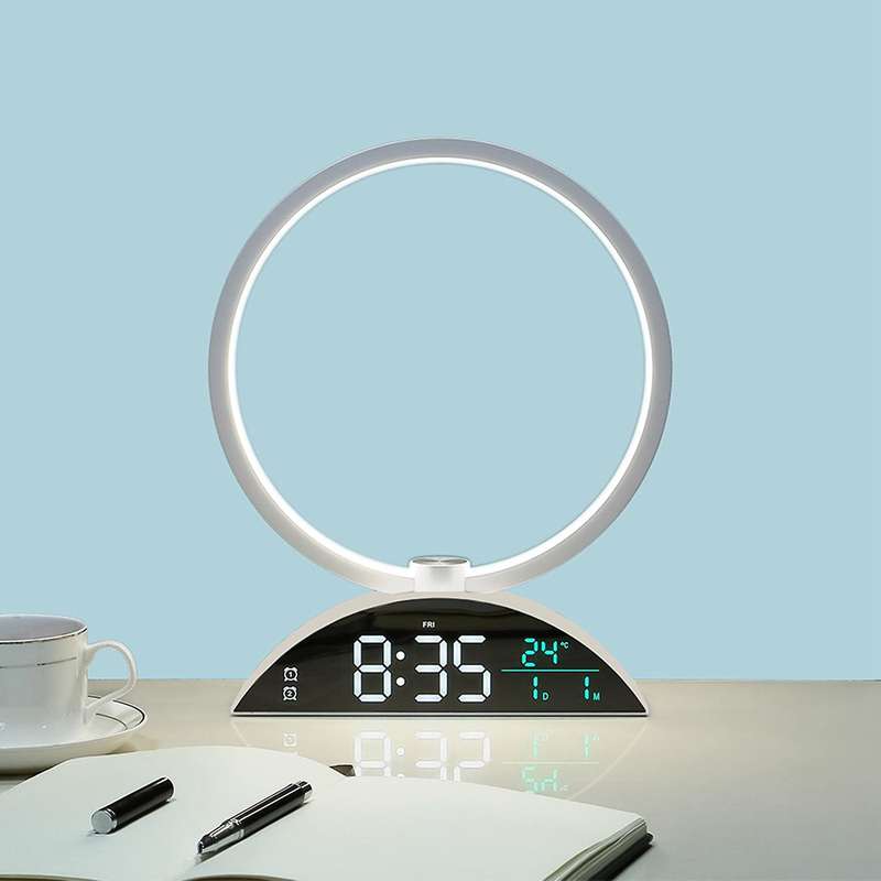 Night Light Alarm Clock for Bedroom,Dimmable Bedside Lamp, Press Control Table Light, for Deep Sleep