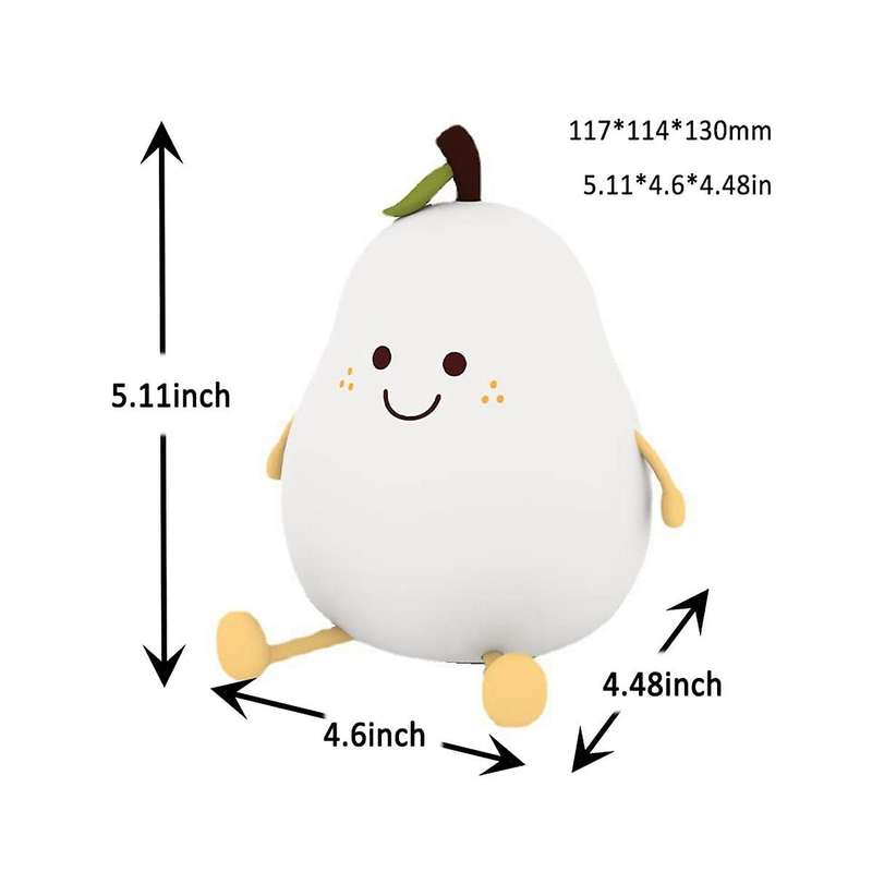 Night Light for Kids, Silicone Nursery Pear Lamp, Fruit Nightlight,squishy Night Lamp for Bedroom, B