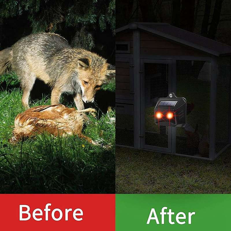 Nighttime Animal Deterrent Light Solar Powered Nocturnal Animal Repeller with Bright Strobe LED Ligh